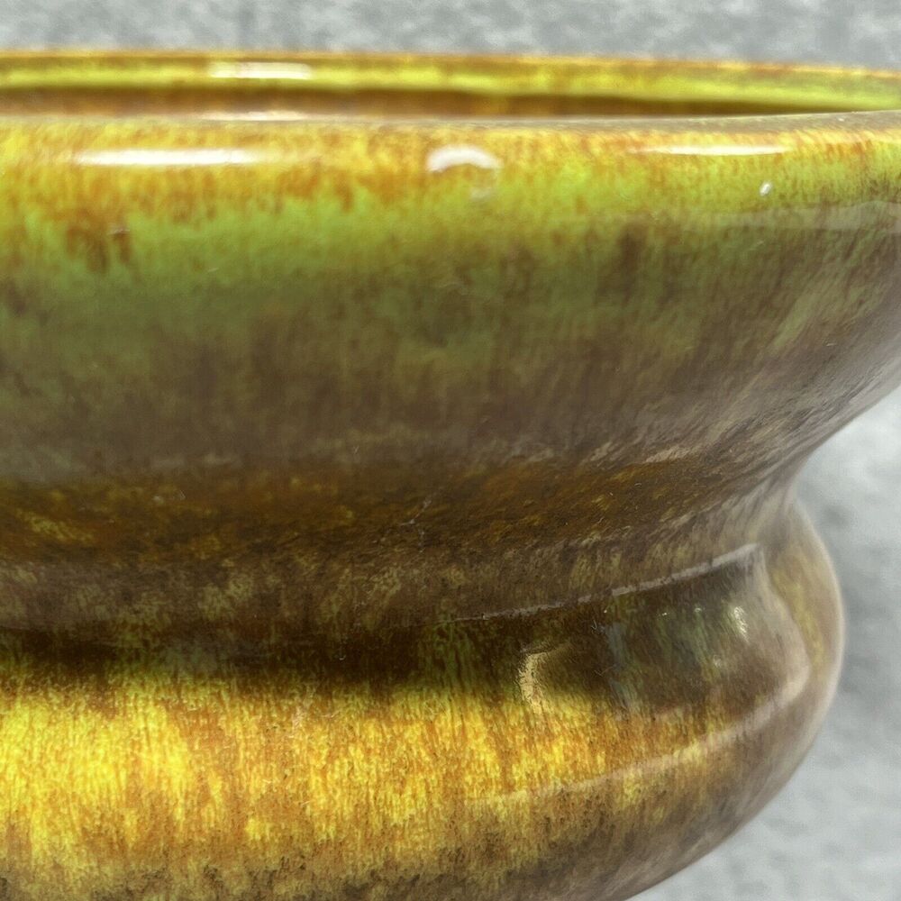 Haeger Pottery Planter Vase MCM Green Brown Sputnik‎ Speckled Glaze Stamped USA - Picture 7 of 8